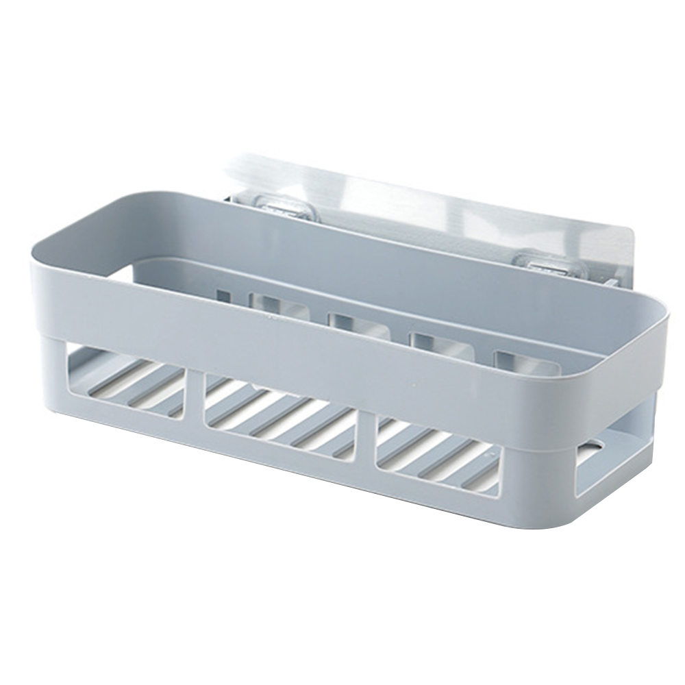 Self-Adhesive Bathroom Storage Shelf Punch-Free Kitchen Toilet Wall Hanging Storage Rack Household Kitchen Bathroom Organizer: Light Grey