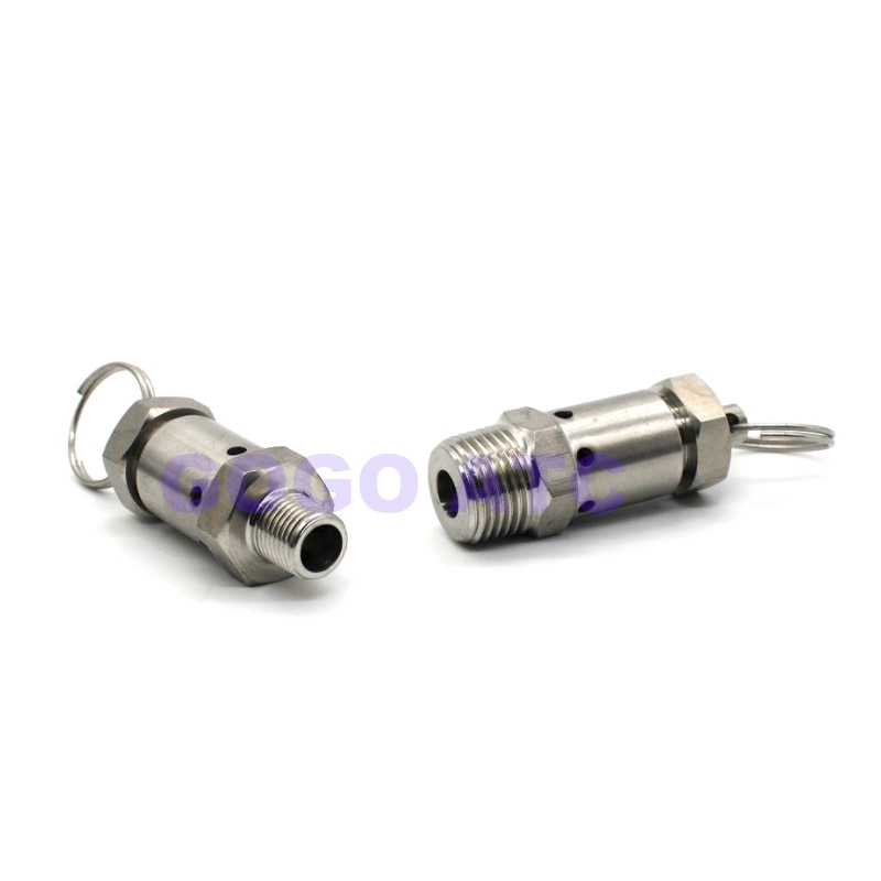 Stainless Steel Safety valve SS304 2bar/6bar/10bar male 1/4 1/2 inch BSP air pressure relief valve vent for Air compressor