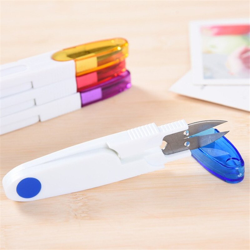 Safety U-shape Fabric Scissor DIY Cutting Sewing Scissors Shears Cross Stitch Embroidery Tailor's Scissor Plastic Thread Trimmer