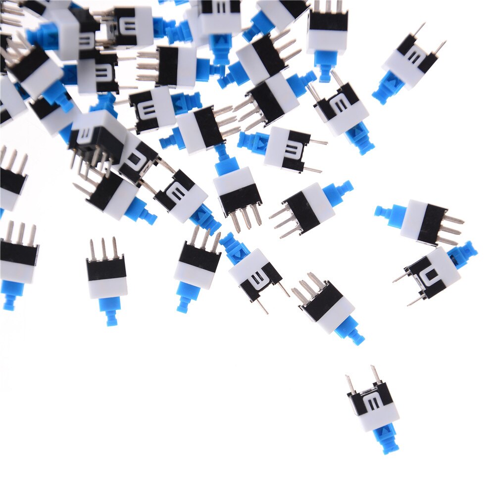 50PCS 6Pin Push Tactile Power Micro Switch Self Lock On/Off Button Latching Switch Electronic 7X7mm 7*7mm
