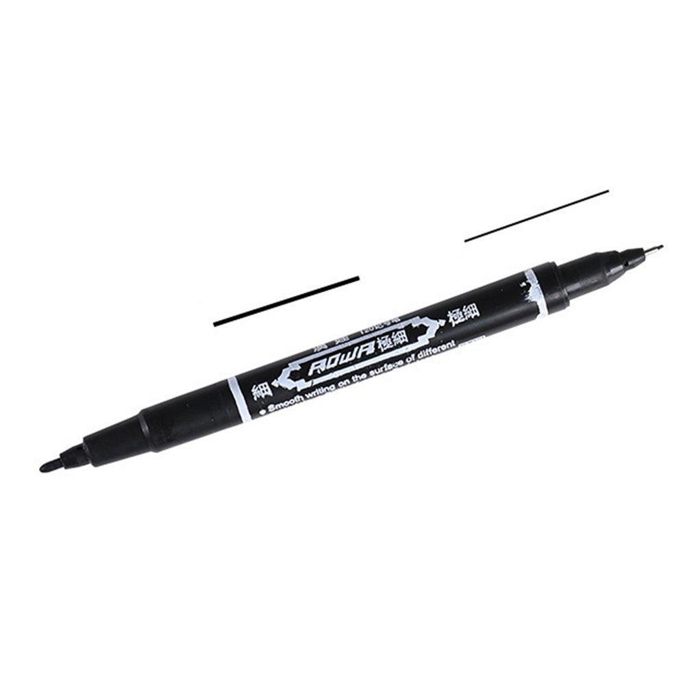 Black Ultra-fine Double-end Marker Pen Small-end Pen Water-based For Hook Line Pen Practical Stationery