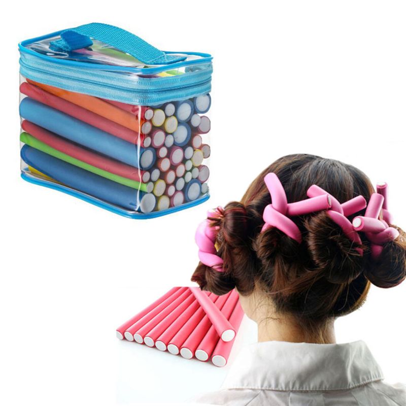 Tiges de bigoudi magiques flexibles, 42 pièces, rouleau à cheveux Twist-flex 7 tailles, mousse réutilisable, Non chauffante, outil de coiffure sûr
