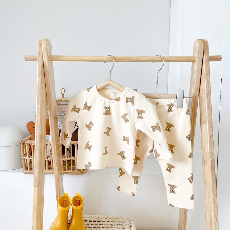 Milancel Herfst Baby Pyjama Set Peuter Meisjes Sleeper Slijtage Jongens Slapen Set Beer Indoor Kleding