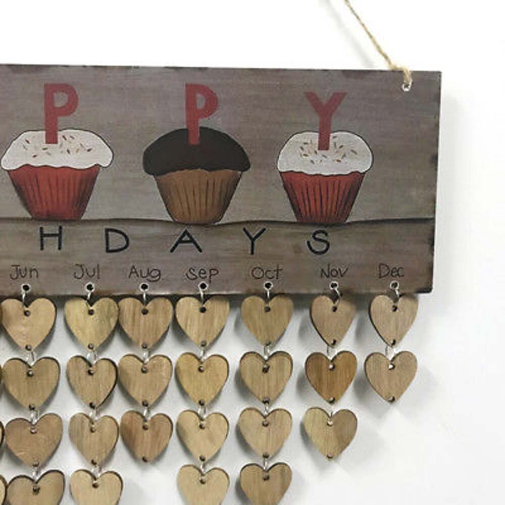 Bricolage à Plaque avec pense-bête d'anniversaire, limite d'exposition en bois pour les pense-bête d'anniversaire, calendrier décoratif
