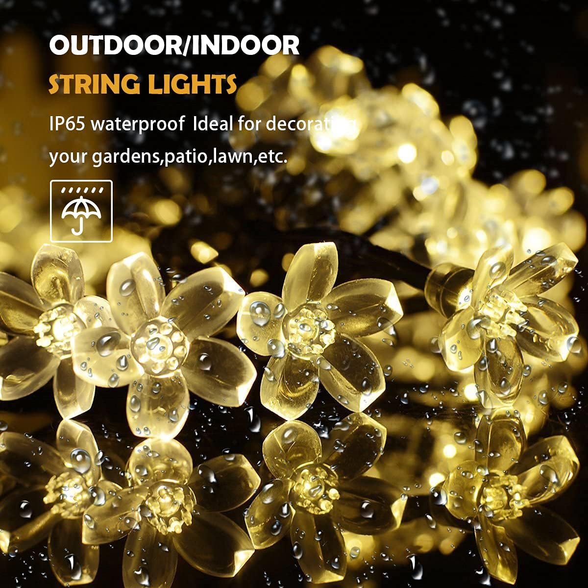 Solar Cherry Blossom Lights Solar / Battery String Light Waterdicht Tuin Fairy Strings Bruiloft Kerstdecoratie