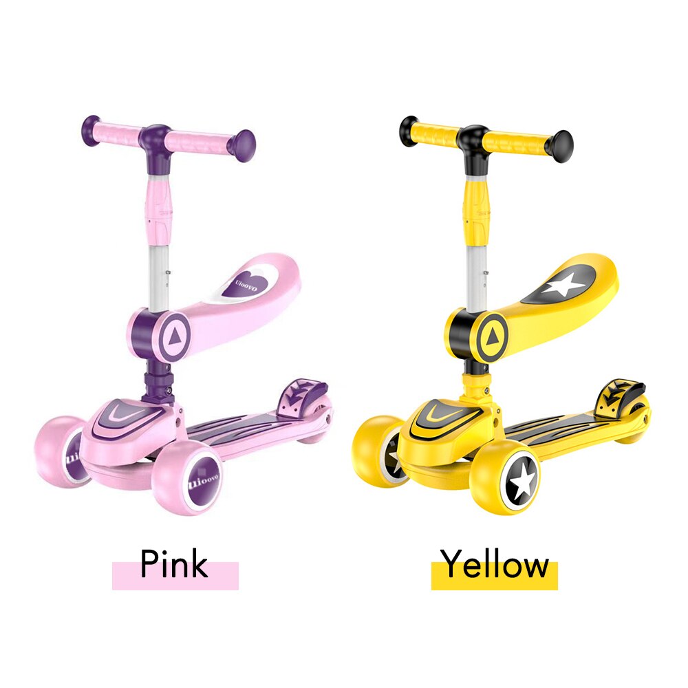 Three Wheeled Scooter 3 in 1 Kick Scooter Sport Scooter With Adjustable Height Seat Handlebar for Kids Toddler Age 1-10