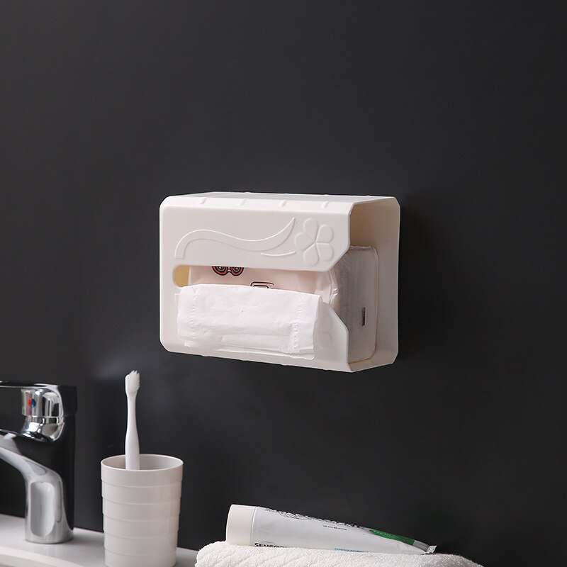 1PCS Home Kitchen bathroom Plastic Tissue Box Wall-mounted Napkin Holder Case Simple Stylish Tissue Box