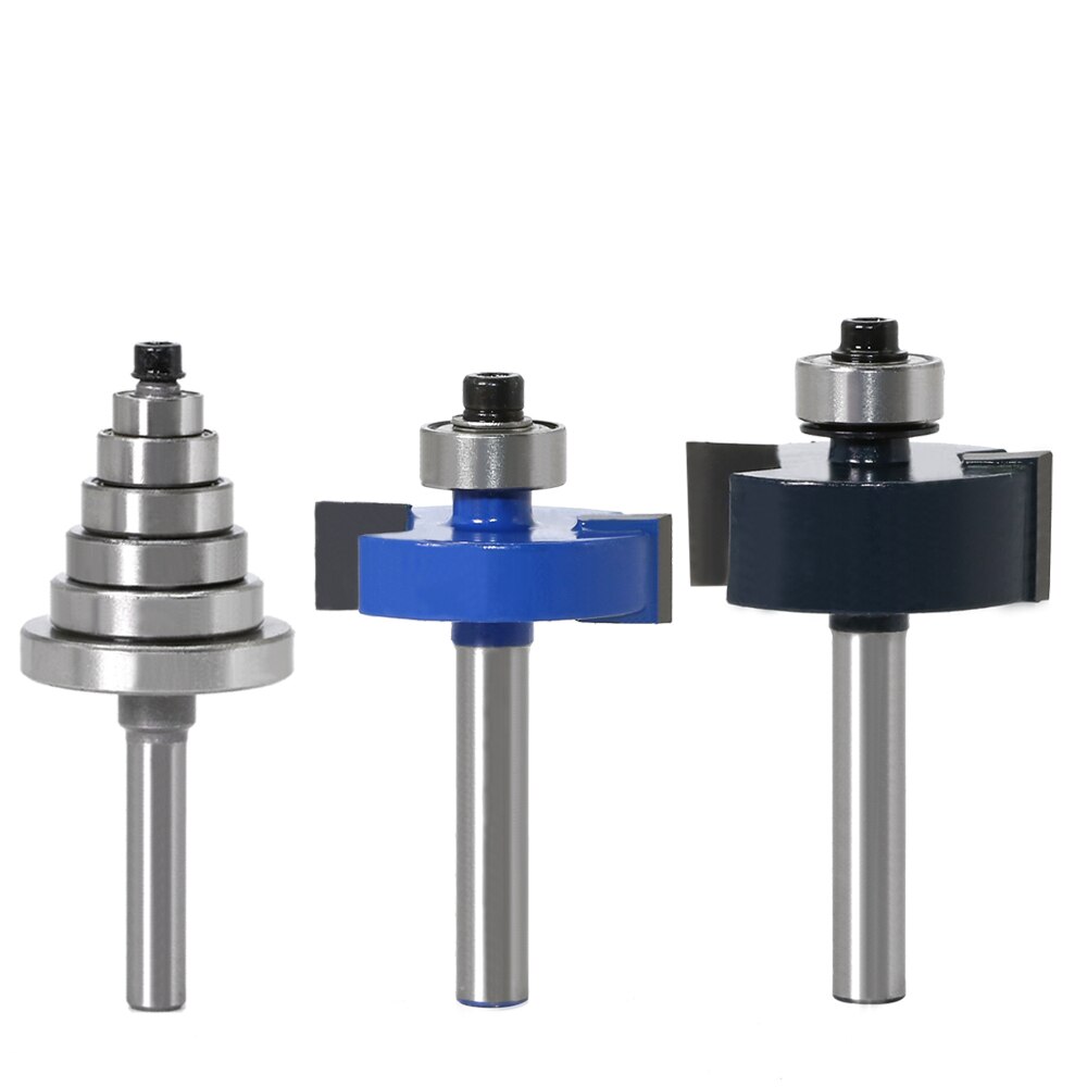 Rabbet Router Bit with 6 Bearings Set - 1/4" Shank 6mm shank Woodworking cutter Tenon Cutter for Woodworking Tools
