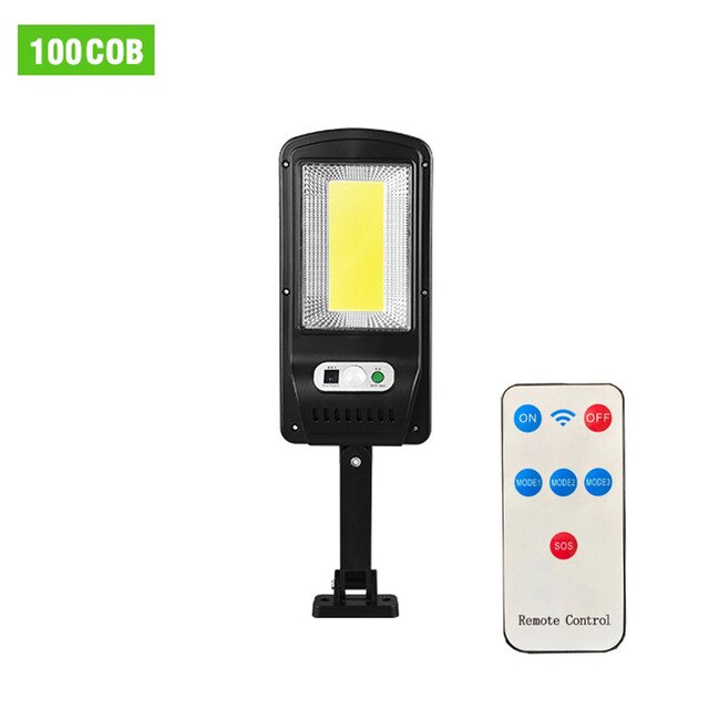 Solar Sensor Lamp Street Lights 128 LED COB Wall Powered Rechargeable Waterproof Wireless Remote Control Solar LED Light Outdoor: 100COB with Control