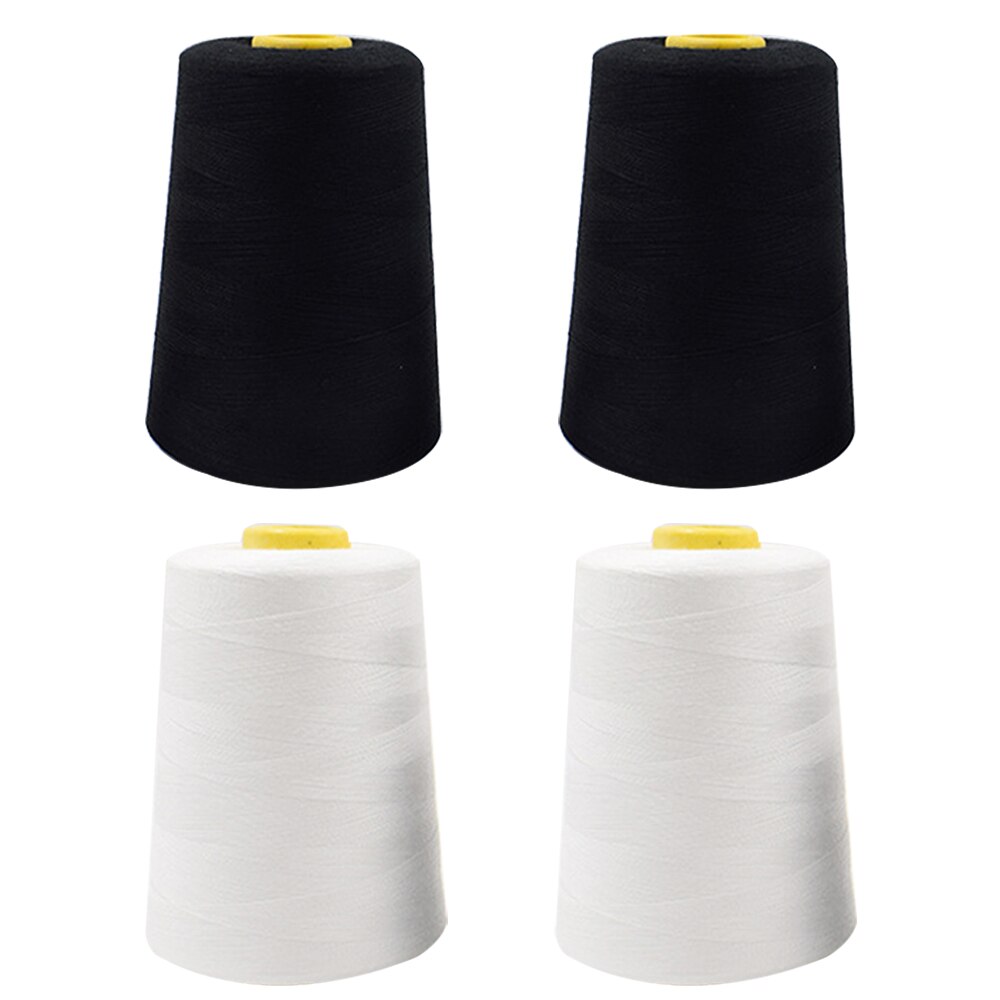 3000 Yards Naaigaren Polyester Borduurwerk Naaigaren Kegels Voor Naaimachine/Hand Patchwork Ambachten Naaien Accessoires: black and white 4pcs