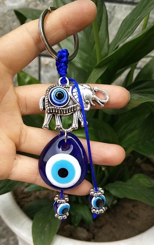 Turkse Blauwe Sleutelhanger Zak Opknoping Glazen Eye Resin Kralen Hand-Geweven Volledige Diamond Palm Olifant Lantaarn Schrift Anker hangers: LL000095-7