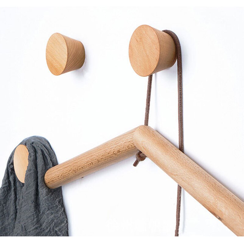 Ganchos redondos de madera para ropa, Perchero de madera de nogal negro de haya, soporte para sombreros, colgador de llaves de pared, estante de decoración moderna para el hogar, 60/50mm, 1 unidad