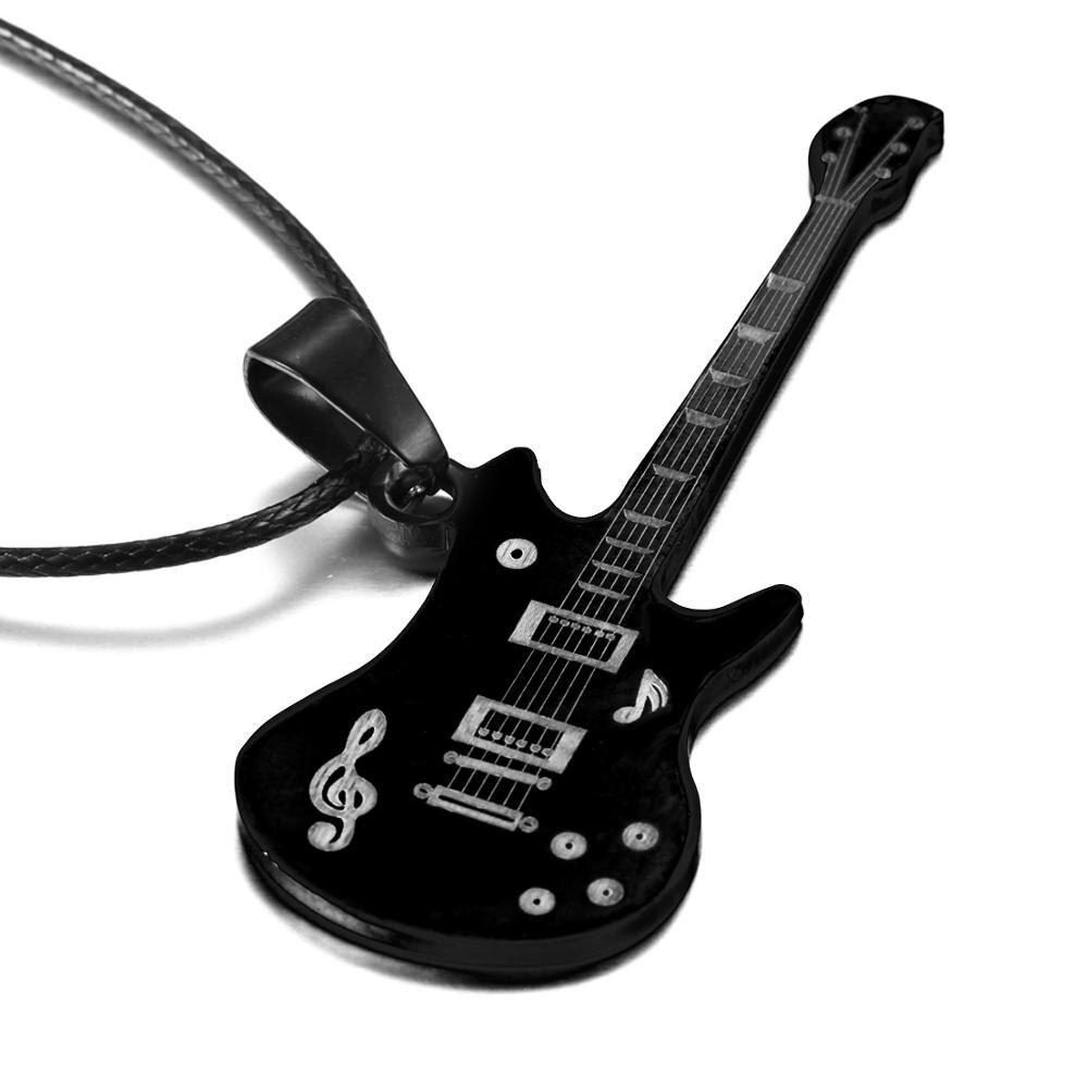 Collar de guitarra de para hombres y mujeres, Gargantilla con colgante de violín, cadena de cuerda de cuero de acero inoxidable, joyería para niños, para parejas de