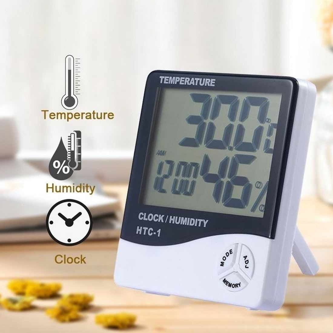 Portable LCD Digital Temperature Humidity Meter -1 /-2 Indoor Outdoor Hygrometer Thermometer Tester Weather Station With Clock: htc-1 wireless