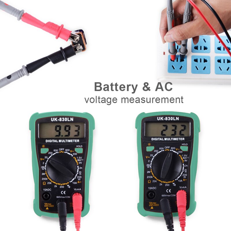 Handskit Digitale Multimeter Pocket Digitale Backlight Multimeter Ac/Dc Voltage Meter Met Probles 2 Krokodil Clip Gereedschappen