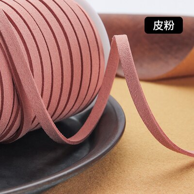 5MM 5yards Flat Faux Suede Braided Cord Leather Korean Velvet Leather Belt for Jewelry Making Diy Handmade Bracelet: dusty pink