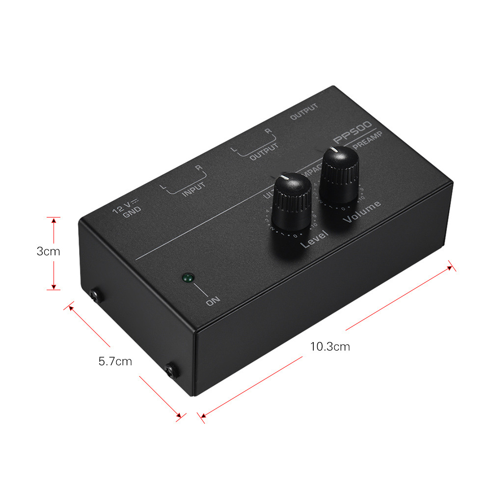Preamplificatore Phono Preamp amplificatore Audio Ultra-compatto con controllo del Volume del livello ingresso giradischi uscita RCA uscita TRS da 1/4''