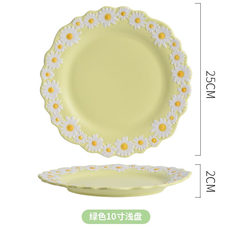 Ceramic Tableware Dishes And Plates Sets Small Daisy Underglaze Home Dinner Food Salad Bowl Western Cup Dessert Steak Tray Plate: A2 10inch platte