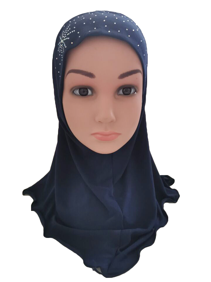 Foulard Hijab arabe pour enfants, couvre-chef avec strass pour l&#39;école, couvre-chef islamique pour enfants de 2 à 6 ans: 03 Navy