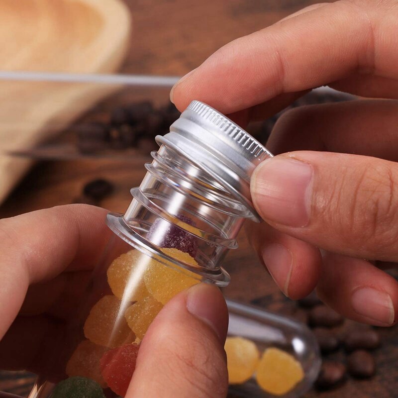 50Pcs 40Ml Plastic Test Tube With Screw Cap Bottle Aluminum Cap Packing Tube With Pressure Sensitive Seal Candy Capsule 5.6Inch