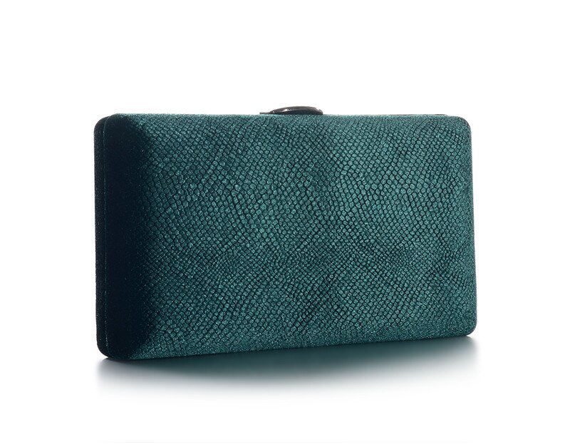 Dark Green Velvet Hard Case Box Clutch Evening Bags and Clutch Purses Handbags with Shoulder Chain for Ball Party Prom: D-Green