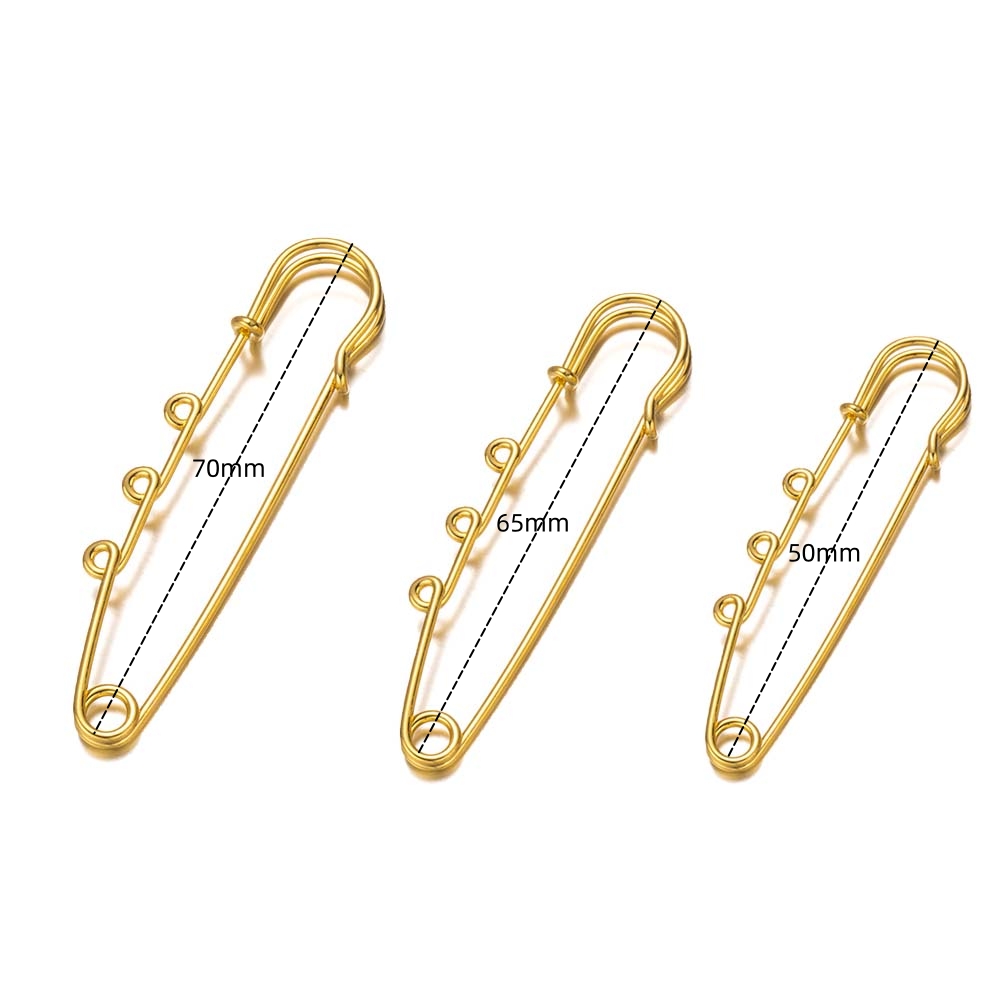 10/20 stücke 50/65/70mm Pflicht Sicherheit Metall Stift Verschluss 3 Löcher Für DIY Brosche Schmuck handwerk Machen Material Handwerk Zubehör