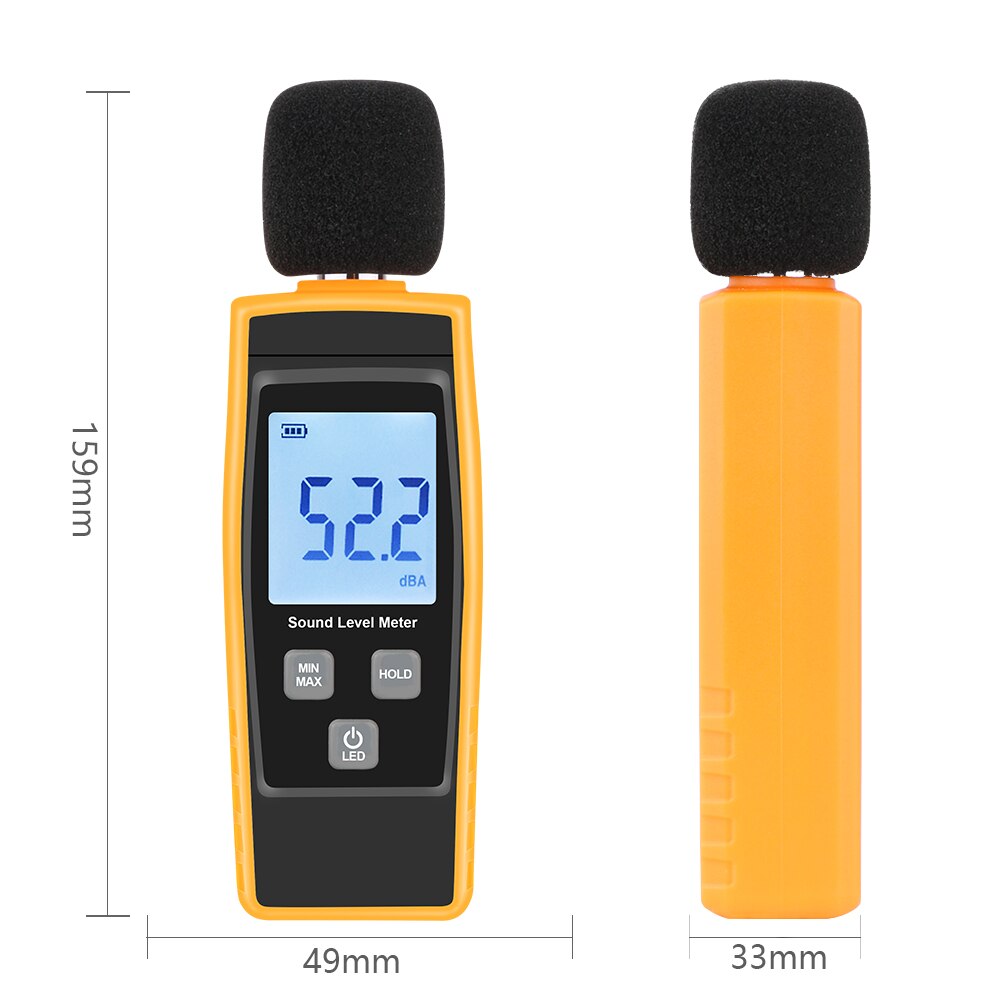 LCD Digital Sound Level Meter DB Meters 30-130dBA Noise Volume Meter Decibel Monitoring Tester with Max/Min/Data Hold Mode