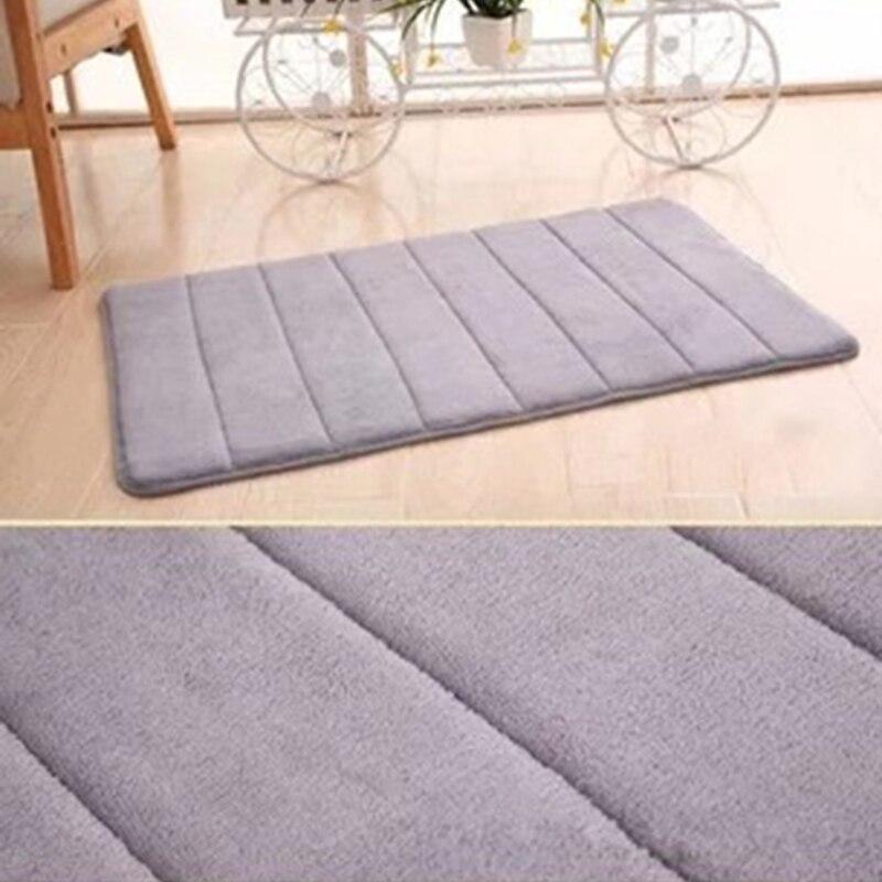 Tapis de bain en molleton de corail doux, antidérapant, lavable, absorbant l'eau, pour salle de bain, cuisine, toilettes, décor de sol, 40x60cm: Gray / 50x80cm