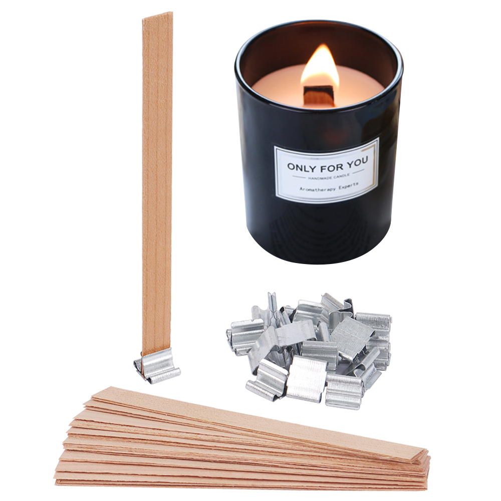 20Pcs Wooden Candles Wick Aromatherapy candle wick with Sustainer Core for DIY Candle Making Kit Supplies Handmade Soy Parffin W