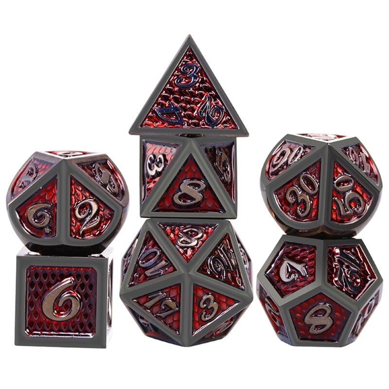 7pcs/set Metal Dice Set RPG MTG DND Metal Polyhedral Dice Role Playing Games: E