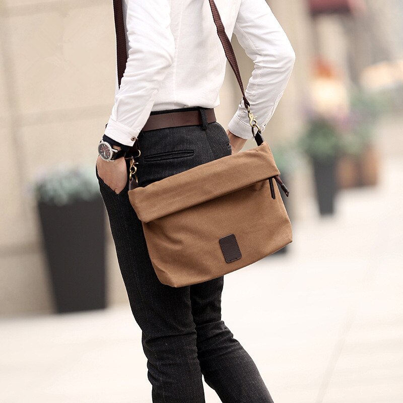 Brand Canvas Men Messenger Bag Casual man Shoulder Bags ruched single Crossbody bags male Vintage student phone bag
