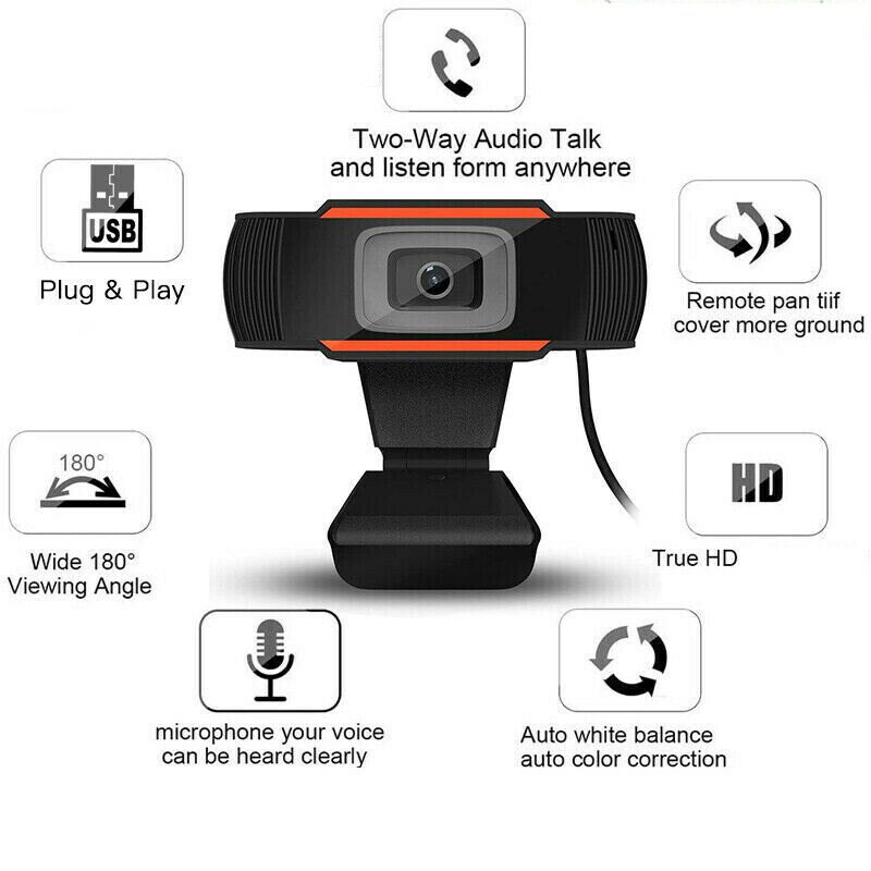 480p/1080p Rotatable HD Webcam Clip-on PC Digital USB Camera Video Recording 1.20M Mic Online Learning Network Teaching In Stock