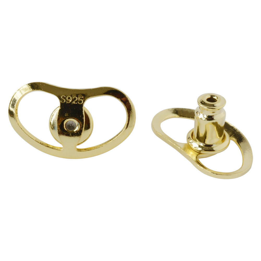 Respaldos para pendientes, respaldos para pendientes grandes hipoalergénicos de plata sólida 925 para orejas caídas, elevador de pendientes ajustable, lóbulo de oreja: S / YELLOW