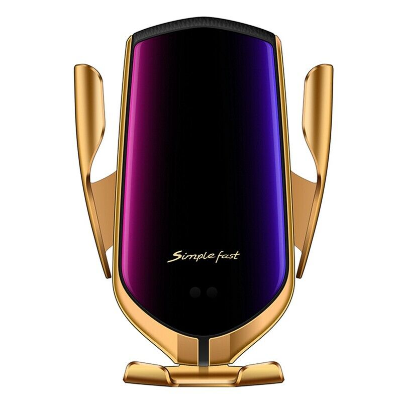 10W Snel Opladen Draadloze Laders Smart Verbeterde Versie R2 Infrarood Sensor Auto Telefoon Houder Voor Iphone Huawei Samsung: Golden