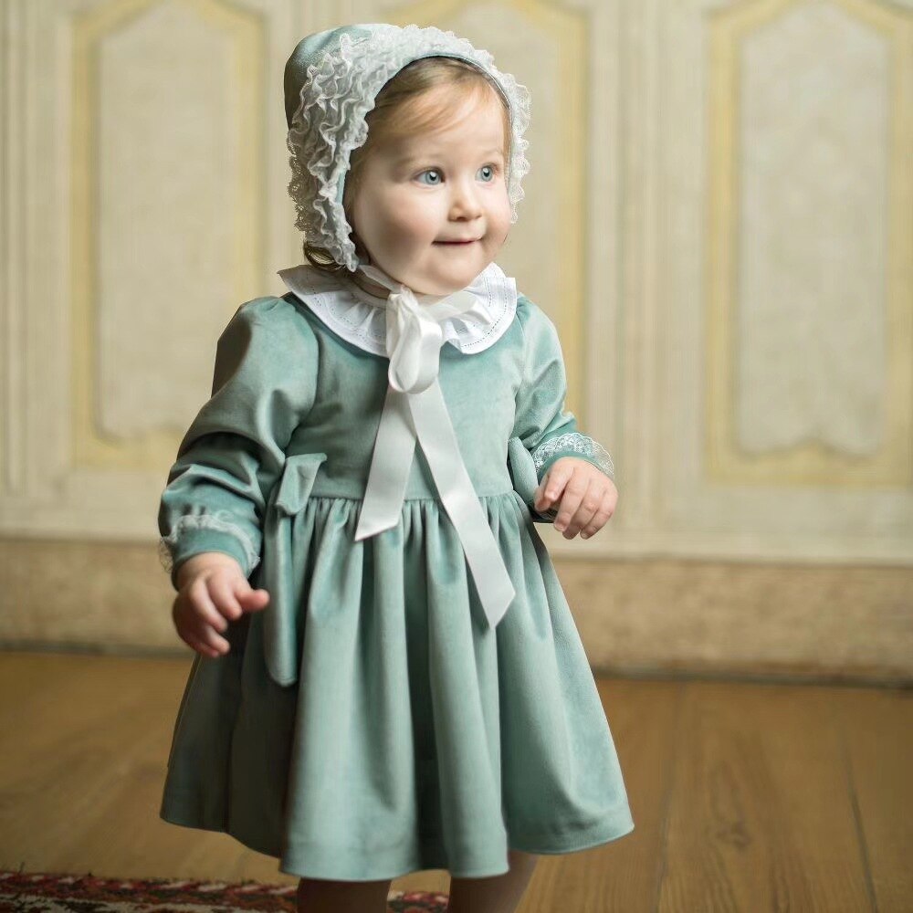 Børn boutqiue tøj sæt pige langærmet fløjl spansk tøj hatte dreng hvid skjorte strop bukser børn baby fødselsdag outfit