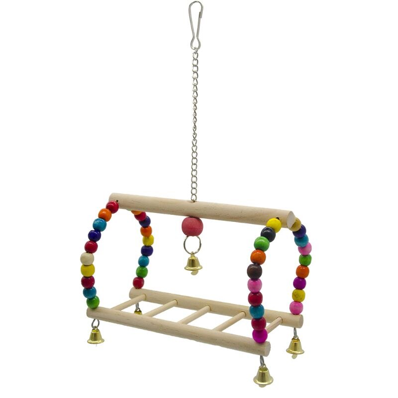 Picture of Bird Parrot Toy Hanging Swing Perch Parrots Wooden... – Grandado