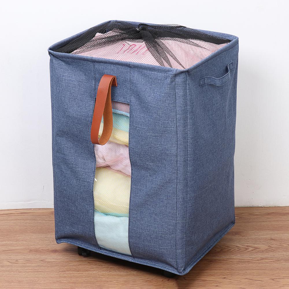 1PC Waterproof Rolling Laundry Hamper Laundry Baskets Collapsible Clothes Toys Basket Organizer with Mesh Cover Wheels