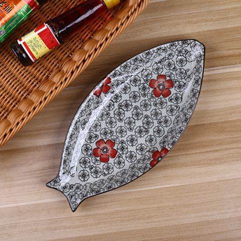 Fish plates Home ceramic dishes Fish-shaped plates Large steamed fish plates Rectangular plates nordic plate: B diameter 32.5.