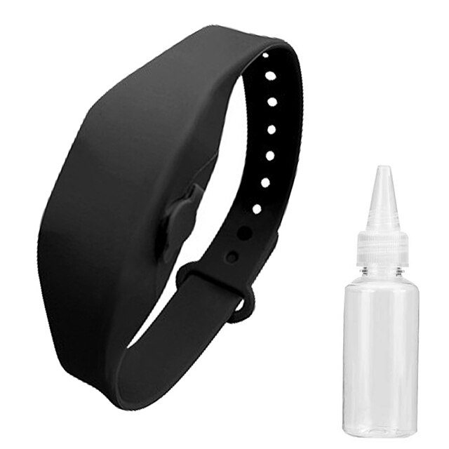 Dispensador de Gel hidroalcohólico, pulsera, desinfectante de manos recargable, pulsera, desinfectante para niños, reloj hidrocólico antibacteriano: 1PCS Black