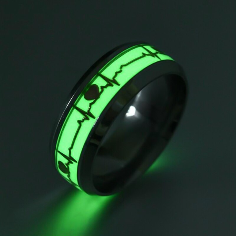 1Pc Herz bilden Leucht Ring glühend in dunkel Paar Ringe Für Freunde Edelstahl Schmuck