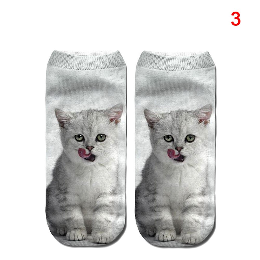 Kobiety moda 3D zwierzęta kot Łapa wydrukować skarpetki zebra wzór Kawaii krótkie bawełniane skarpety świąteczne śliczne kot niski skaleczenie kostki skarpetki