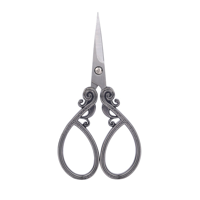 Tijeras Vintage para cortar tela de acero inoxidable, tijeras de sastre para manualidades, hilo de bordar, suministros de herramientas de costura: Large Back Brown