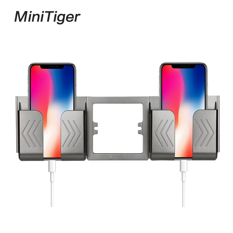 Minitiger sort grå stikkontakt telefonholder smartphone tilbehør stativ support til mobiltelefon en / to telefonholder