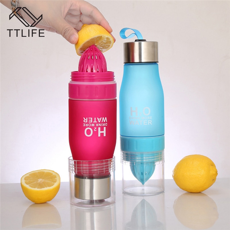 Ttlife 650ml h2o citronsaft frugt vandflaske infusions drinkware til udendørs bærbar shaker sportsflaske bpa fri