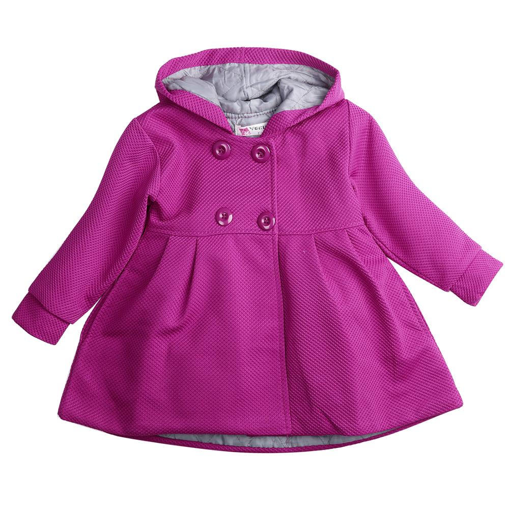Herfst Winter Baby Kleding Leuke Baby Pea Jas Snowsuit Jacket Mooie Peuter Baby Meisje Warme Wol Blend Hooded Bovenkleding: Paars / 2T