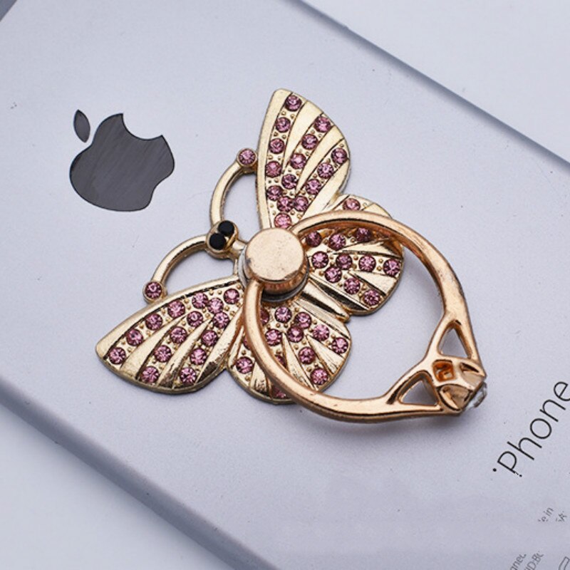 Papillon universel anneau de doigt téléphone portable Smartphone support de support pour IPhone Xiaomi Samsung support de téléphone intelligent supports de téléphone: Rose