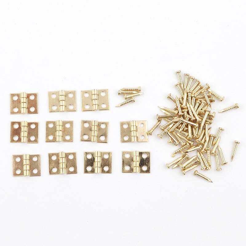 Mini bisagra de Metal para manualidades, caja pequeña de cobre puro, bisagras plegables a tope para manualidades, joyería con de puerta, suministros de cajas, 8x10mm, 10 Uds.