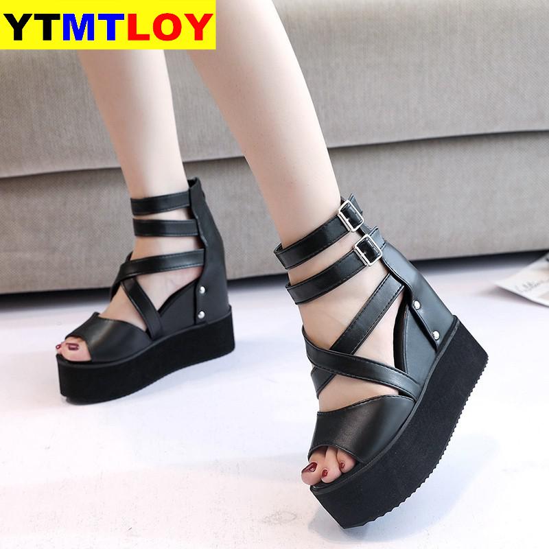Wedges Platform Sandals Female Peep Toe High Heels Gladiator Buckle Summer Sandals Shoes for Women Shoes Woman Sandals