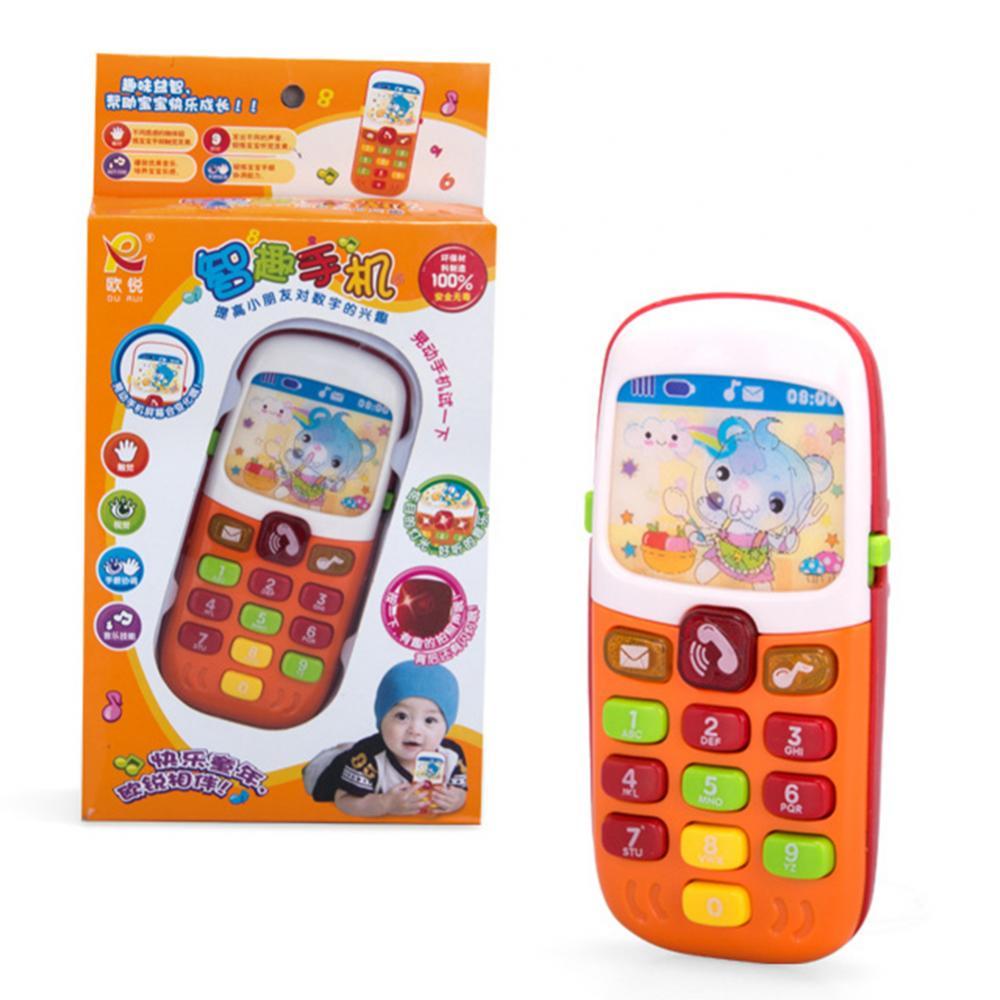 Kids simulation electronic mobile phone with music led educational children's toy children's music mobile toy