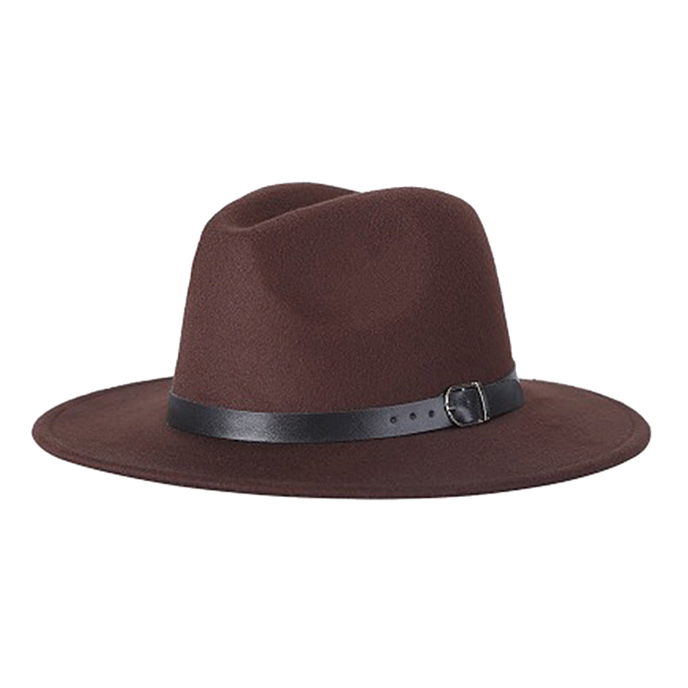 Filt fedora hat bred rand floppy sol hat panama cowboy hat til strand kirke unisex: Kaffe